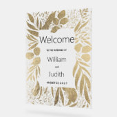 Luxe gouden gebladerte bloemenwelkom acryl bord (Hoek)