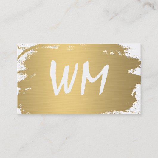 Luxe gouden geborsteld monogram Moderne tekst Visitekaartje (Voorkant)