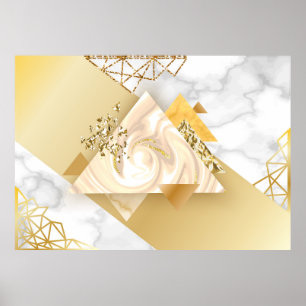 Luxe gouden geometrisch met een naadloos marmer poster