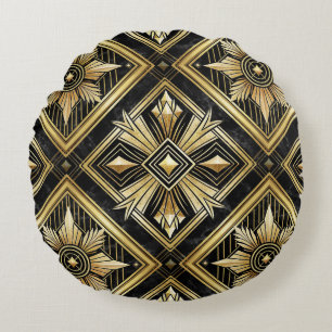 Luxe gouden geometrische 1920's Dimond Art Deco Rond Kussen