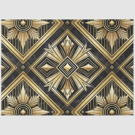 Luxe gouden geometrische 1920's Dimond Art Deco Tissuepapier (Voorkant)