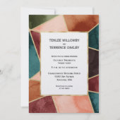 Luxe Gouden Geometrische Paarse Roest Teal Bruilof Kaart (Voorkant)