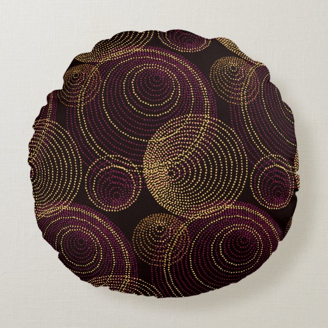 Luxe gouden geometrische print rond kussen (Voorkant)