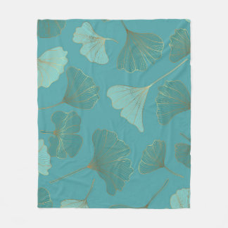 Luxe gouden Ginkgo, behang. Fleece Deken