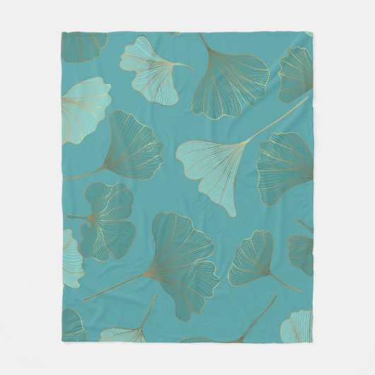 Luxe gouden Ginkgo, behang. Fleece Deken (Voorkant)