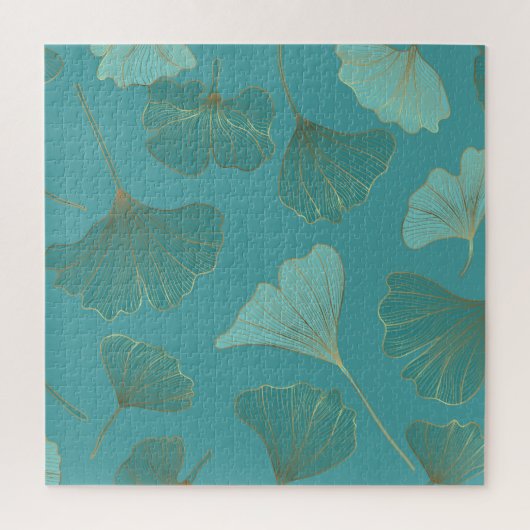 Luxe gouden Ginkgo, behang. Legpuzzel (Verticaal)