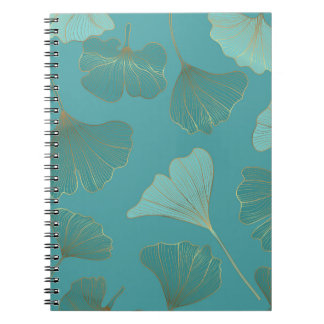 Luxe gouden Ginkgo, behang. Notitieboek