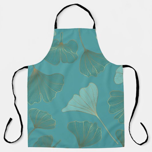 Luxe gouden Ginkgo, behang. Schort (Voorkant)