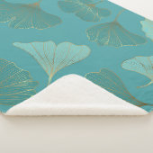 Luxe gouden Ginkgo, behang. Sherpa Deken (3/4)
