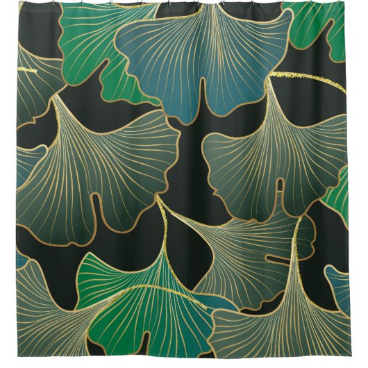 Luxe gouden Ginkgo, kunst. Douchegordijn (Voorkant)