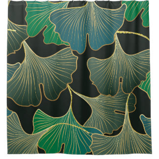Luxe gouden Ginkgo,  kunst. Douchegordijn