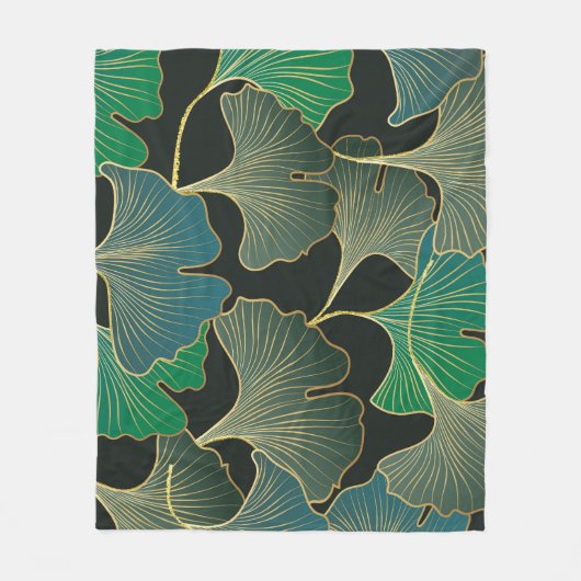 Luxe gouden Ginkgo, kunst. Fleece Deken (Voorkant)