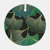 Luxe gouden Ginkgo,  kunst. Glas Ornament (Achterkant)