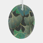 Luxe gouden Ginkgo,  kunst. Glas Ornament (Voorkant Rechts)