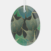 Luxe gouden Ginkgo,  kunst. Glas Ornament (Voorkant links)