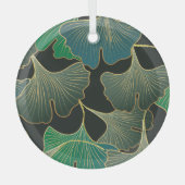 Luxe gouden Ginkgo,  kunst. Glas Ornament (Voorkant)