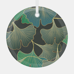 Luxe gouden Ginkgo, kunst. Glas Ornament