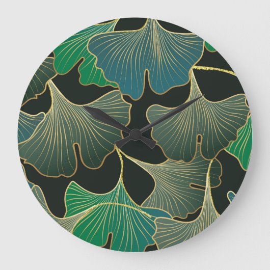 Luxe gouden Ginkgo, kunst. Grote Klok (Voorkant)