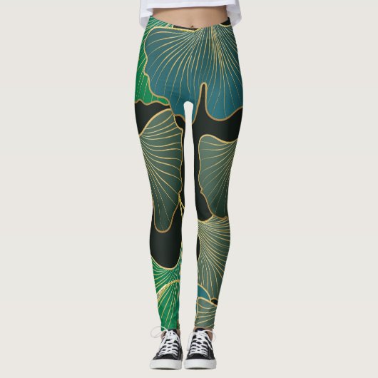Luxe gouden Ginkgo, kunst. Leggings (Voorkant)