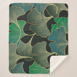 Luxe gouden Ginkgo,  kunst. Sherpa Deken