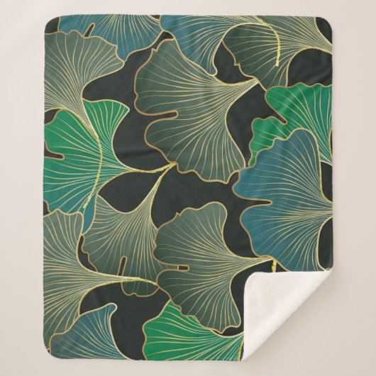 Luxe gouden Ginkgo,  kunst. Sherpa Deken (Voorkant)