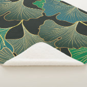 Luxe gouden Ginkgo,  kunst. Sherpa Deken (3/4)