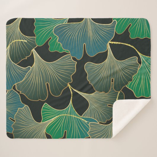 Luxe gouden Ginkgo,  kunst. Sherpa Deken (Voorkant (horizontaal))