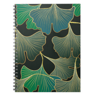 Luxe gouden Ginkgo, vintage kunst. Notitieboek