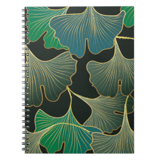 Luxe gouden Ginkgo, vintage kunst. Notitieboek