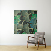 Luxe gouden Ginkgo, vintage kunst. Wandkleed (In Situ (horizontaal))