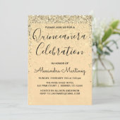Luxe Gouden Girly Glitter Sparkle Quinceanera Kaart (Staand voorkant)