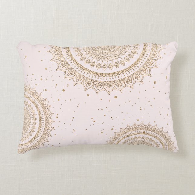 Luxe gouden glans Mandala Accent Kussen (Voorkant)