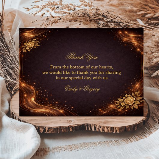 Luxe Gouden Glansgolf Bedankkaart