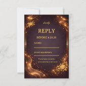 Luxe Gouden Glansgolf RSVP Kaartje (Voorkant)