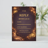 Luxe Gouden Glansgolf RSVP Kaartje (Staand voorkant)