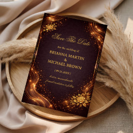 Luxe Gouden Glansgolf Save The Date