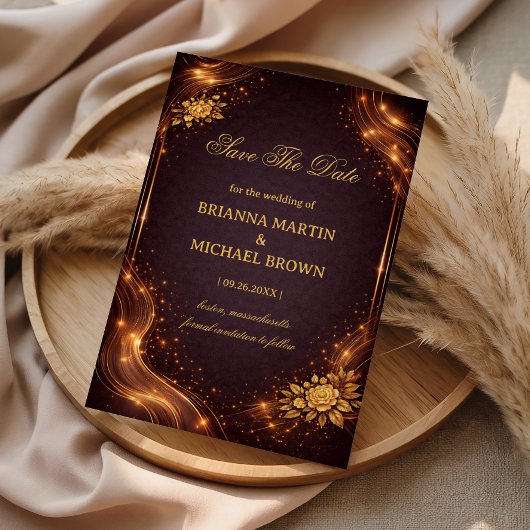 Luxe Gouden Glansgolf Save The Date