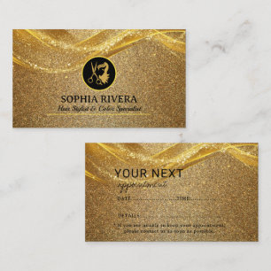 Luxe Gouden Glitter Afsprakenkaartje