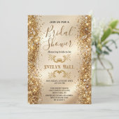 Luxe Gouden Glitter Bachelorette Feest Kaart (Staand voorkant)