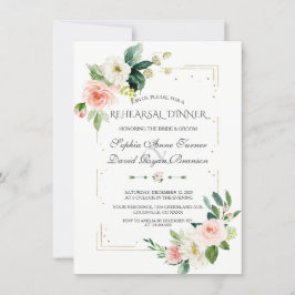 Luxe Gouden Glitter Blush Bloem Oefendiner Kaart