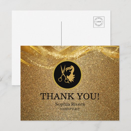 Luxe Gouden Glitter Briefkaart (Voorkant / Achterkant)