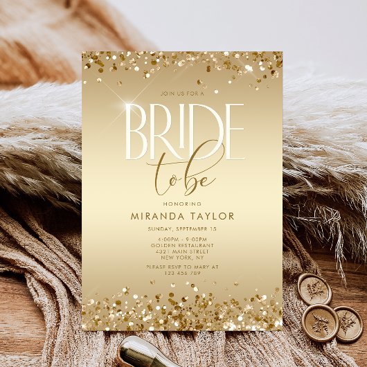 Luxe Gouden Glitter Bruidsfeest Kaart