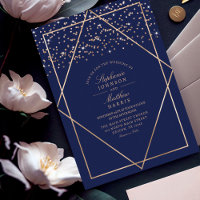 Luxe Gouden Glitter Confetti Navy Blue Bruiloft