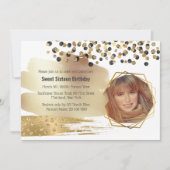Luxe Gouden glitter confetti verjaardagsfeestje Kaart (Voorkant)