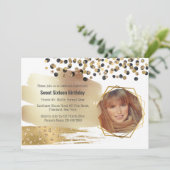 Luxe Gouden glitter confetti verjaardagsfeestje Kaart (Staand voorkant)