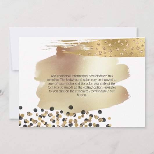 Luxe Gouden glitter confetti verjaardagsfeestje Kaart (Achterkant)