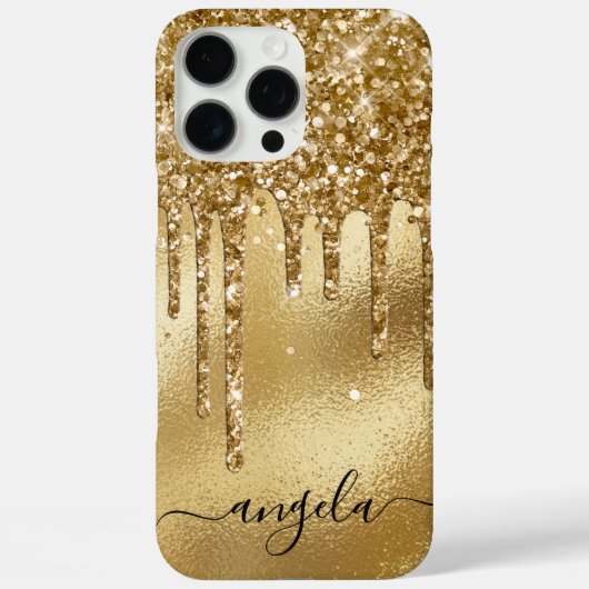 Luxe Gouden Glitter Drips Glam Signature Case-Mate iPhone Case (Achterkant)