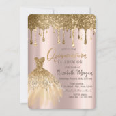 Luxe Gouden Glitter Drips Jurk Quinceañera Kaart (Voorkant)