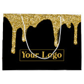 Luxe Gouden Glitter Druppels Zakelijk Logo Groot Cadeauzakje (Achterkant)