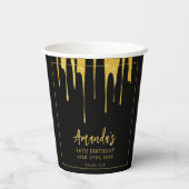 Luxe Gouden Glitter Druppelt Zoete 16 Verjaardag Papieren Bekers (Achterkant)